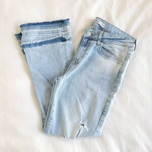 Zara Basics Bootcut Jeans Womens 6 Blue Denim Distressed 5-Pockets Comfort Wear